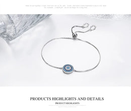 Blue Round Evil Eye Chain Link Bracelet