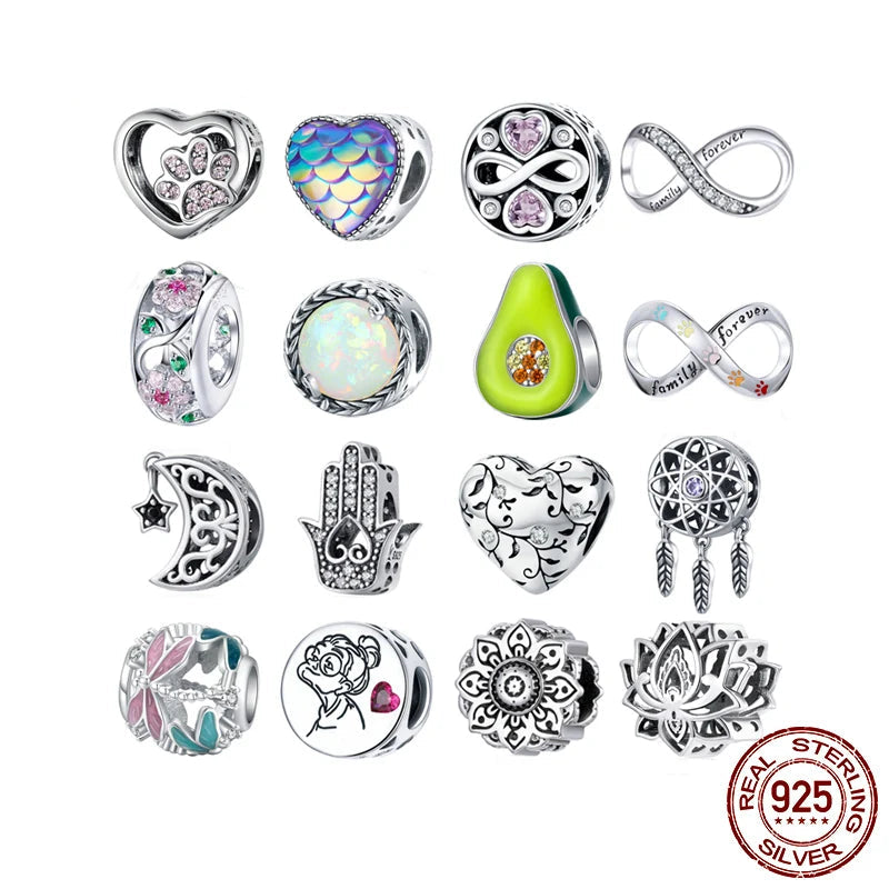 Silver Charm Collection 925 Sterling Silver Dazzling CZ Beads fit Bracelets & Bangles Jewelry