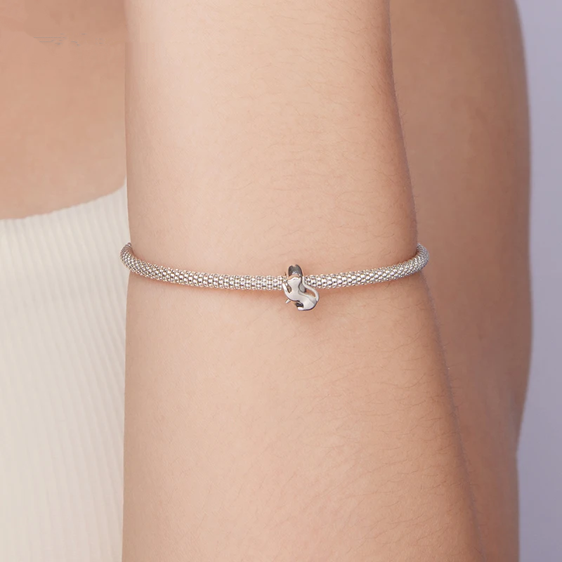 Sterling Silver Paw Print Silicone Beads Retro Pet Heart Charm