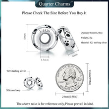 Sterling Silver Paw Print Silicone Beads Retro Pet Heart Charm