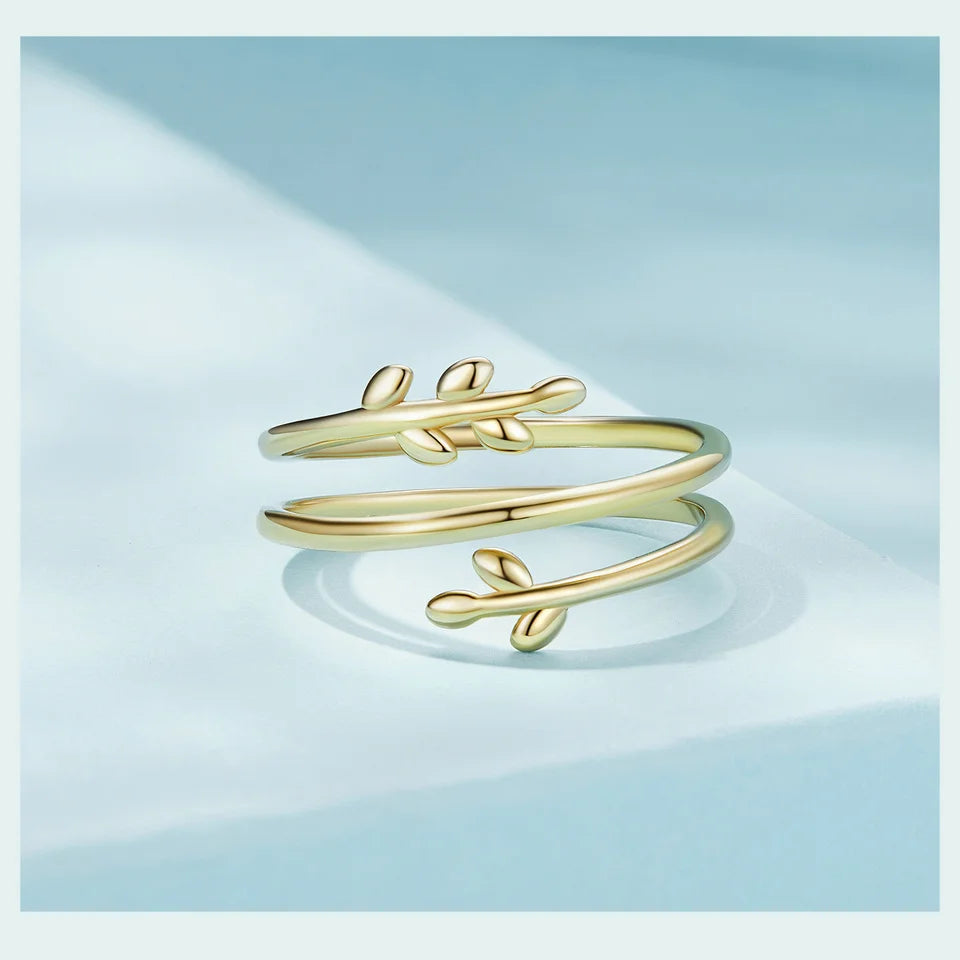 Trendy Multilayer Leaf Open Ring