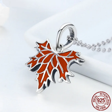 Sterling Silver Autumn Maple Tree Leaves Hanging Beads Pendant Charms