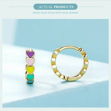 Sterling Silver Rainbow Series Heart to Heart Ring & Earrings Jewelry Set