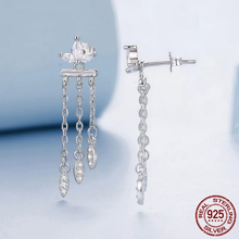 Sterling Silver Flower Tassel Front-Back Earrings