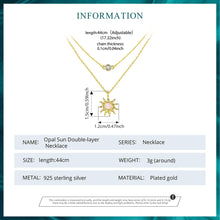 Sterling Silver Pink Opal Sun Double-layer Necklace