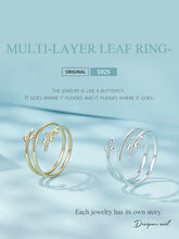 Trendy Multilayer Leaf Open Ring