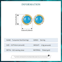 terling Silver Turquoise Halo Stud Earrings