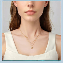 Sterling Silver Pink Opal Sun Double-layer Necklace