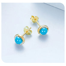 terling Silver Turquoise Halo Stud Earrings