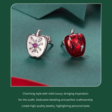 Sterling Silver Red Apple Asymmetrical Earrings