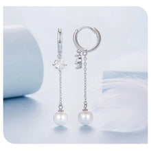 Sterling Silver Staggered CZ Tassel Hoop Earrings