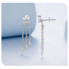 Sterling Silver Flower Tassel Front-Back Earrings