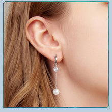 Sterling Silver Staggered CZ Tassel Hoop Earrings