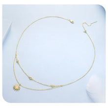 Sterling Silver Pink Opal Sun Double-layer Necklace