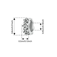 Sterling Silver Paw Print Silicone Beads Retro Pet Heart Charm