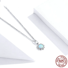 Sterling Silver White Opal Sun Pendant Necklace