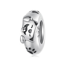 Sterling Silver Paw Print Silicone Beads Retro Pet Heart Charm