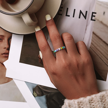 Sterling Silver Rainbow Series Heart to Heart Ring & Earrings Jewelry Set