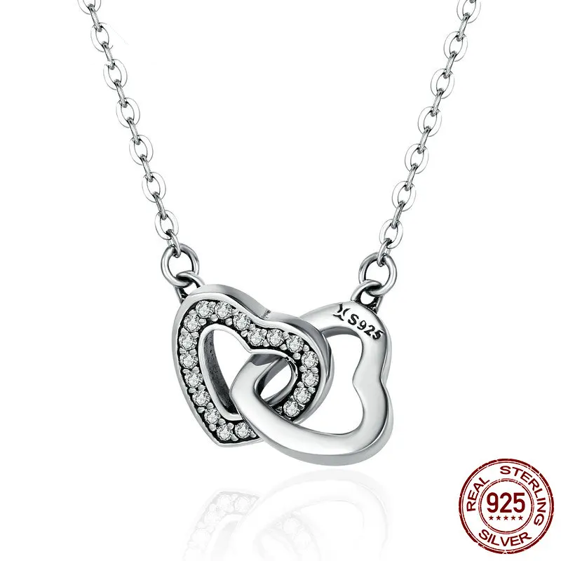Sterling Silver Connected Heart Pendant Necklace