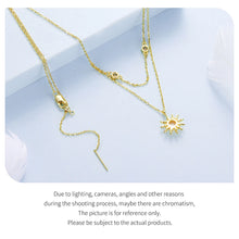 Sterling Silver Pink Opal Sun Double-layer Necklace