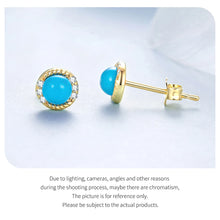 terling Silver Turquoise Halo Stud Earrings