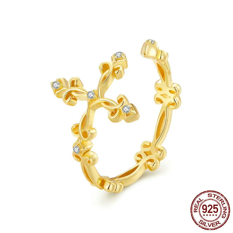 Retro Pattern Cross Ring