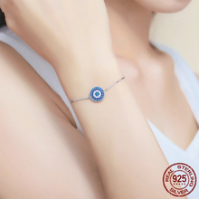 Blue Round Evil Eye Chain Link Bracelet