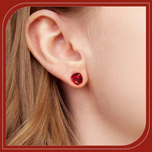 Sterling Silver Red Apple Asymmetrical Earrings