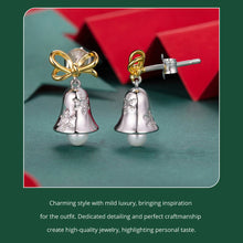 Sterling Silver Snowflake Bell Stud Earrings