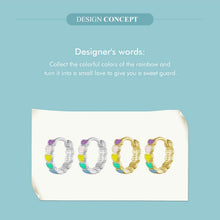 Sterling Silver Rainbow Series Heart to Heart Ring & Earrings Jewelry Set