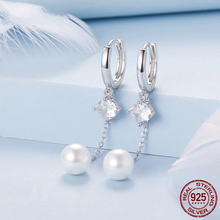 Sterling Silver Staggered CZ Tassel Hoop Earrings