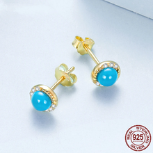 terling Silver Turquoise Halo Stud Earrings