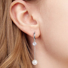 Sterling Silver Staggered CZ Tassel Hoop Earrings