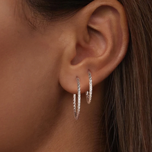 Sterling Silver Carved Floral Silver Large Hoop Earrings